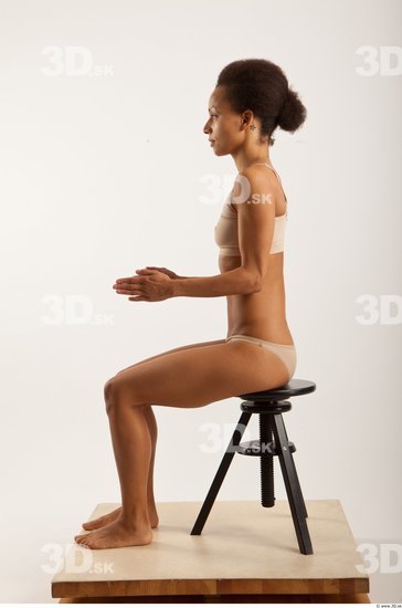 Man Woman Black Hairy Underwear Slim Sitting Studio photo references