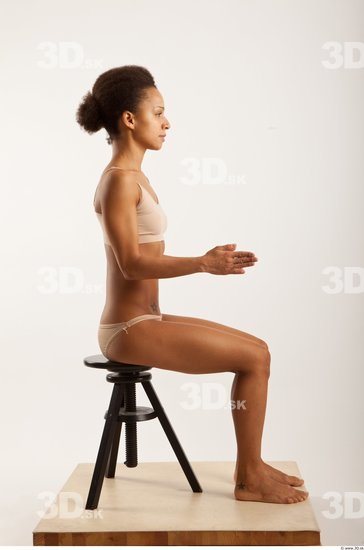 Man Woman Black Hairy Underwear Slim Sitting Studio photo references