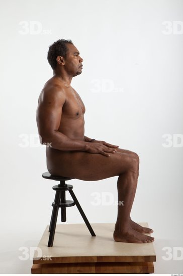 Whole Body Black Nude Average Sitting Studio photo references