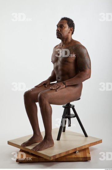 Whole Body Black Tattoo Nude Average Sitting Studio photo references