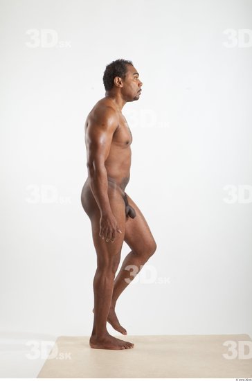 Whole Body Black Nude Average Walking Studio photo references