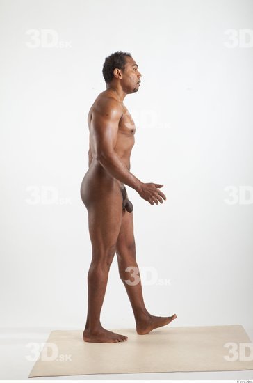 Whole Body Black Nude Average Walking Studio photo references