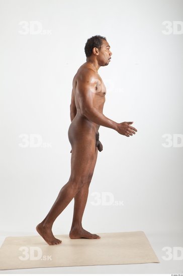 Whole Body Black Nude Average Walking Studio photo references
