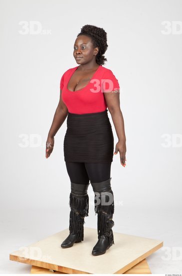 Whole Body Woman Black Casual Chubby Studio photo references
