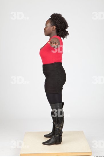 Whole Body Woman Black Casual Chubby Studio photo references