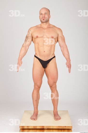 Whole Body Man White Underwear Muscular Studio photo references