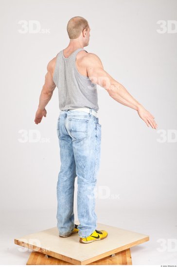 Whole Body Man White Casual Muscular Studio photo references