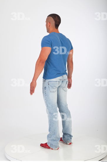 Whole body blue tshirt jeans photo reference of Regelio