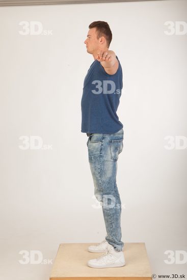 Whole body blue tshirt light blue jeans modeling t pose of Andrew