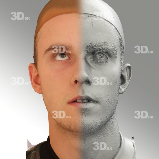 Head Emotions Man White Slim 3D Phonemes And Emotions