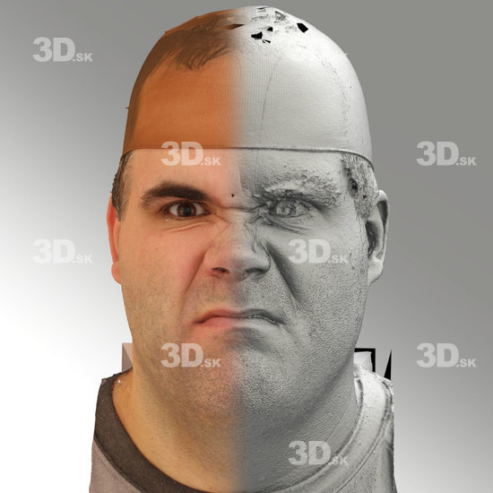 Head Emotions Man White Overweight 3D Phonemes And Emotions