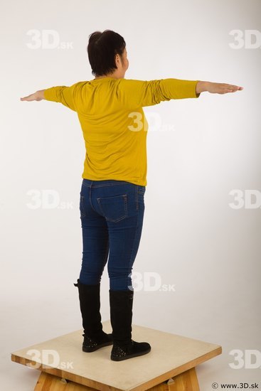 Whole body yellow sweater blue jeans black shoes t pose of Gwendolyn