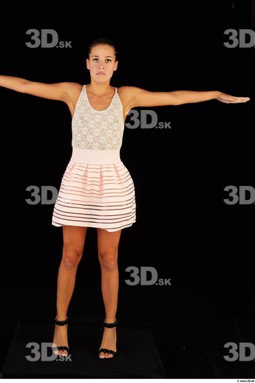 Whole Body Woman T poses Casual Dress Slim Studio photo references