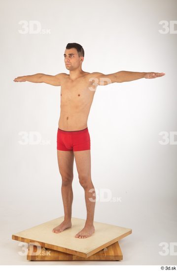 Whole Body Man White Underwear Slim Standing Studio photo references