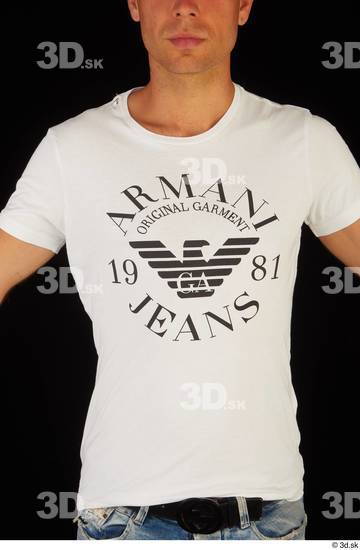 Upper Body Man White Casual T shirt Slim