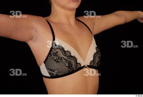 Chest Woman White Bra Slim Studio photo references