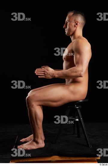 Whole Body Man White Nude Athletic Sitting Studio photo references