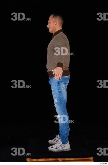 Whole Body Man White Sweatshirt Jeans Athletic Standing Studio photo references