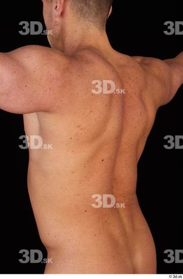 Upper Body Back Man White Nude Athletic Studio photo references