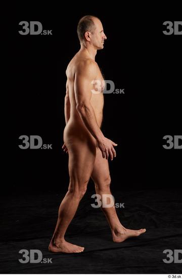 Whole Body Man White Nude Muscular Walking Studio photo references