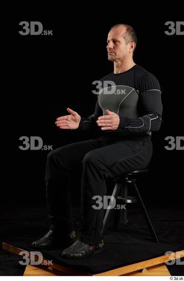 Whole Body Man White Underwear Muscular Sitting Studio photo references