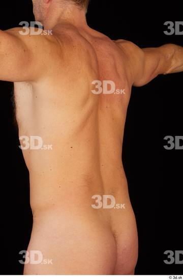 Upper Body Back Man White Nude Muscular Studio photo references