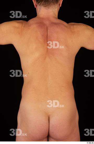 Upper Body Back Man White Nude Muscular Studio photo references