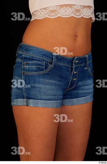 Hips Woman White Jeans Shorts Slim Studio photo references