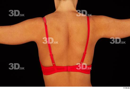 Back Woman White Underwear Bra Slim Studio photo references