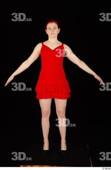 Whole Body Woman White Dress Slim Standing Studio photo references