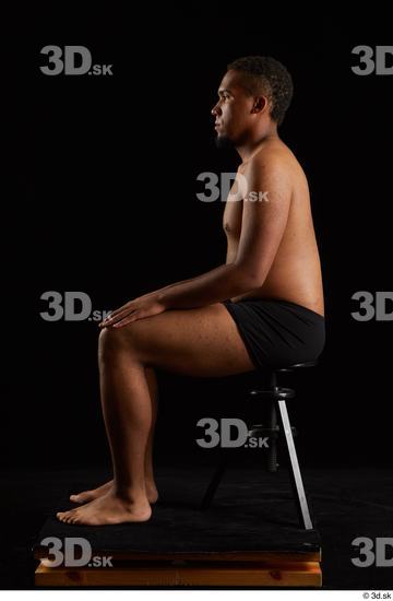 Whole Body Man Black Underwear Average Sitting Studio photo references