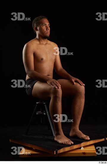 Whole Body Man Black Underwear Average Sitting Studio photo references