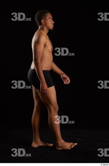 Whole Body Man Black Underwear Average Walking Studio photo references