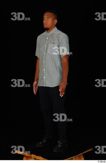 Whole Body Man Black Shirt Pants Average Standing Studio photo references