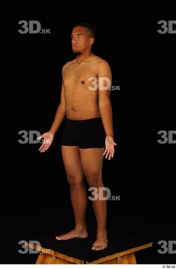 Whole Body Man Black Underwear Average Standing Studio photo references