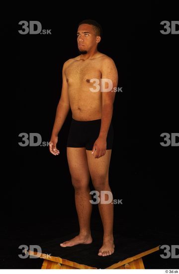 Whole Body Man Black Underwear Average Standing Studio photo references