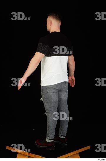 Whole Body Man White Shoes Shirt T shirt Jeans Average Standing Studio photo references