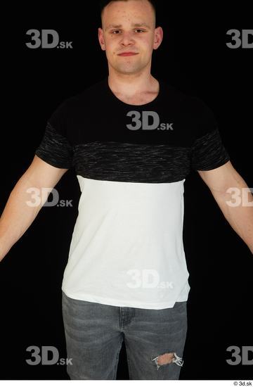 Upper Body Man White Shirt T shirt Average Studio photo references