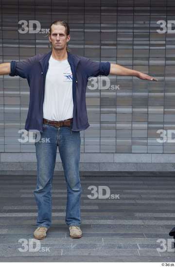 Whole Body Man T poses White Casual Slim Standing Street photo references