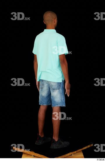 Whole Body Man Black Jeans Shorts Slim Standing Studio photo references