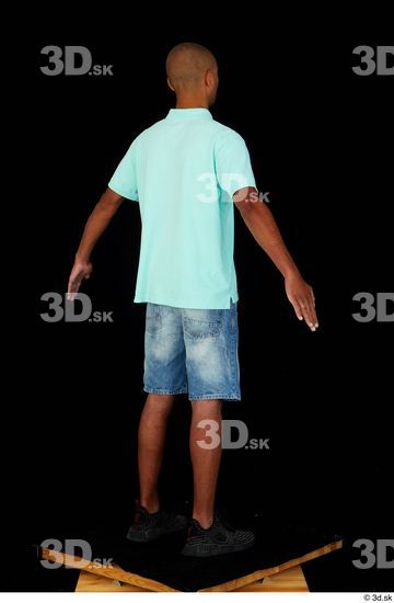 Whole Body Man Black Jeans Shorts Slim Standing Studio photo references