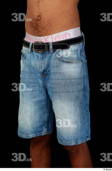 Hips Man Black Jeans Shorts Slim Studio photo references