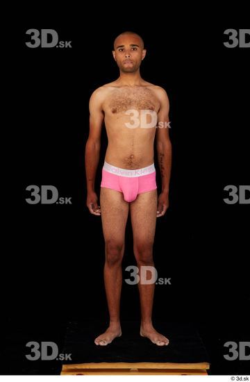 Whole Body Man Black Underwear Slim Standing Studio photo references