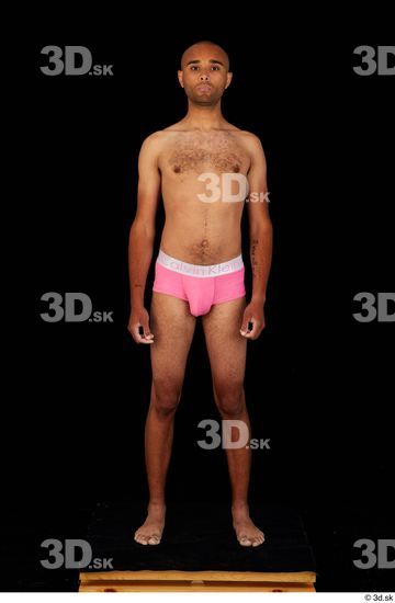 Whole Body Man Black Underwear Slim Standing Studio photo references