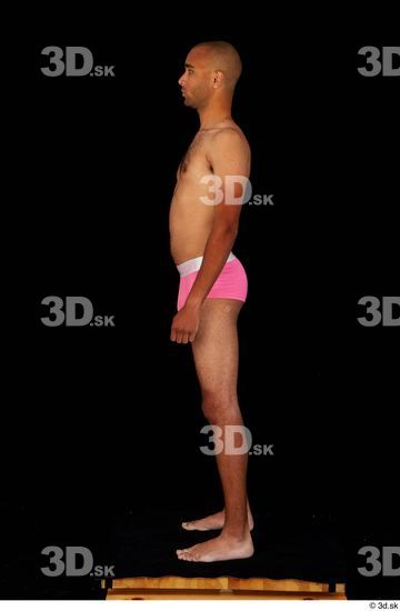 Whole Body Man Black Underwear Slim Standing Studio photo references