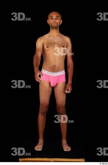 Whole Body Man Black Underwear Slim Standing Studio photo references