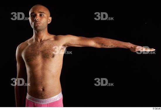 Arm Man Black Nude Slim Studio photo references
