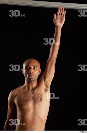 Arm Man Black Nude Slim Studio photo references