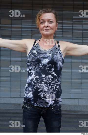 Upper Body Woman White Casual Chubby Street photo references