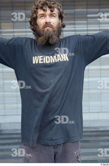 Upper Body Man White Casual Average Bearded Street photo references